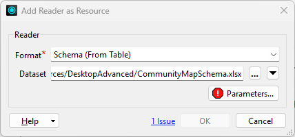 Adding a Schema From Table Reader as a Resource